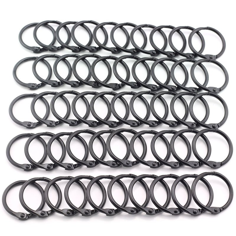 Lind Kitchen 50pcs 1" Black Book Ring Metal Loose Leaf Book Binder Hinged Buckle Rings Scrapbook Sketchbook Craft Photo Album DIY Binding Ring 25.4mm - Image 2